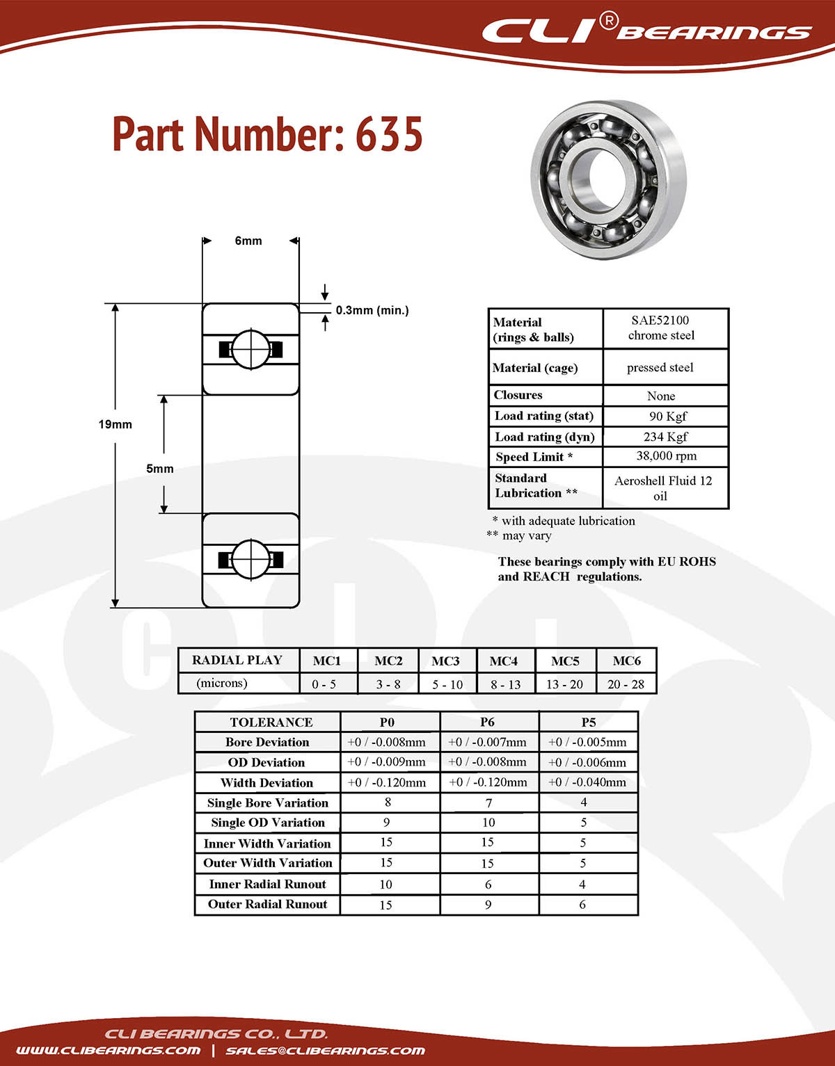 Original 635 miniature bearing 4x16x5mm open chrome aisi52100   cli bearings co ltd nw