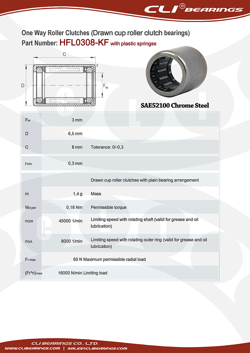 Original hfl0308 kf 3x6 5x8 mm one way roller clutch bearing with plastic springs   cli bearings co ltd nw