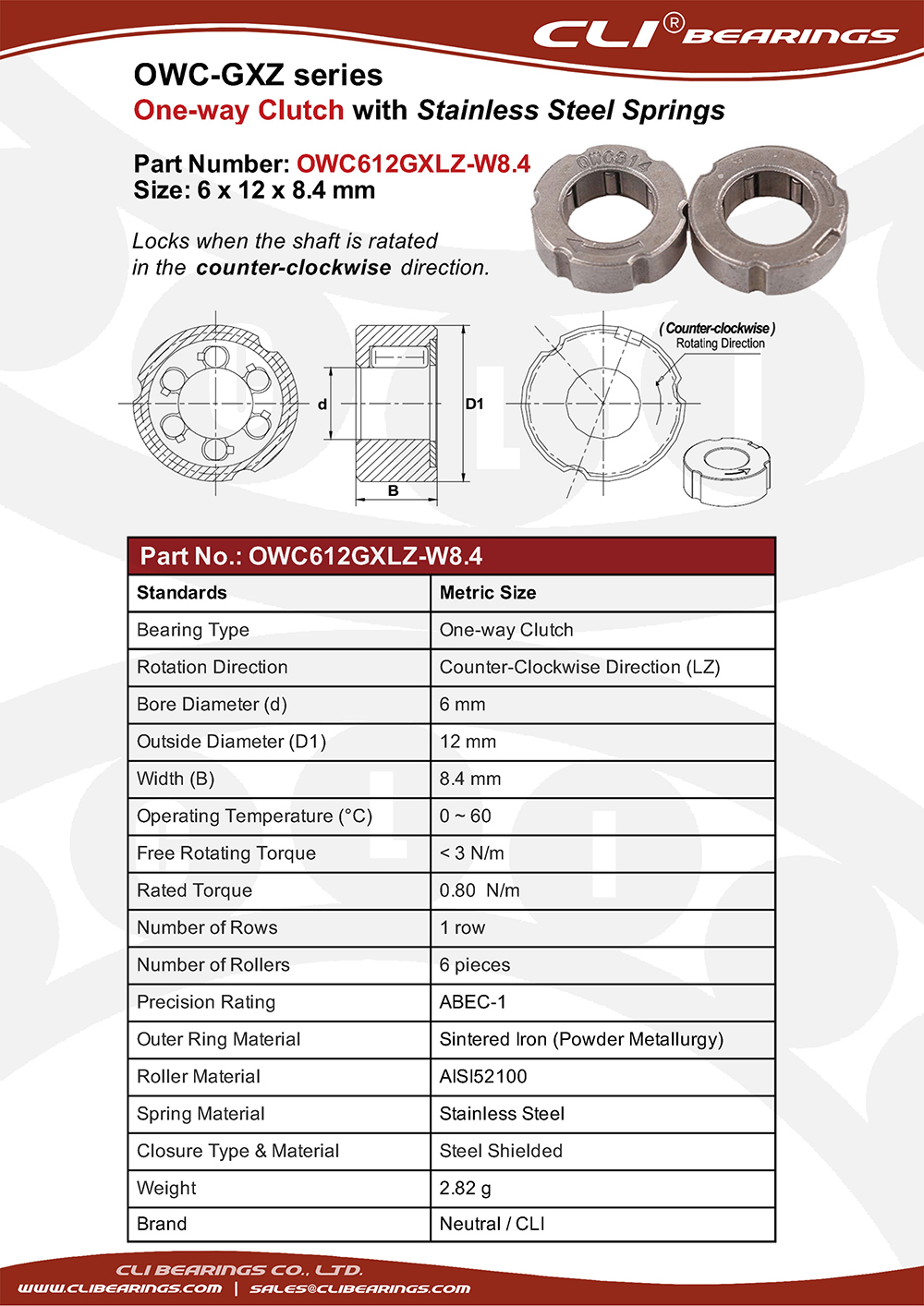 Original owc612gxlz w8 4 one way clutch nw