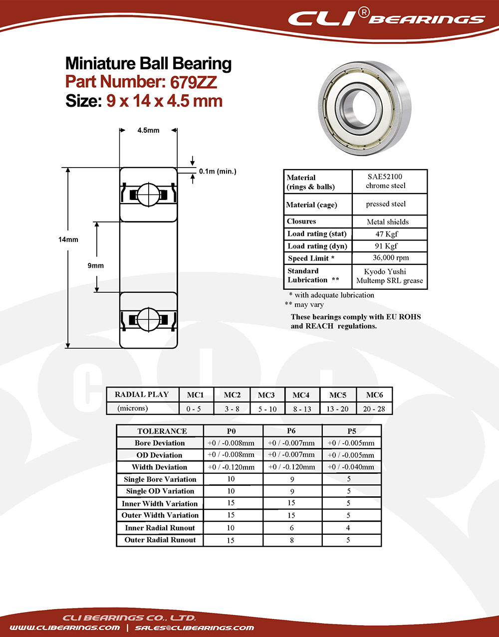 Original 679zz miniature bearing 9x14x4 5mm nw