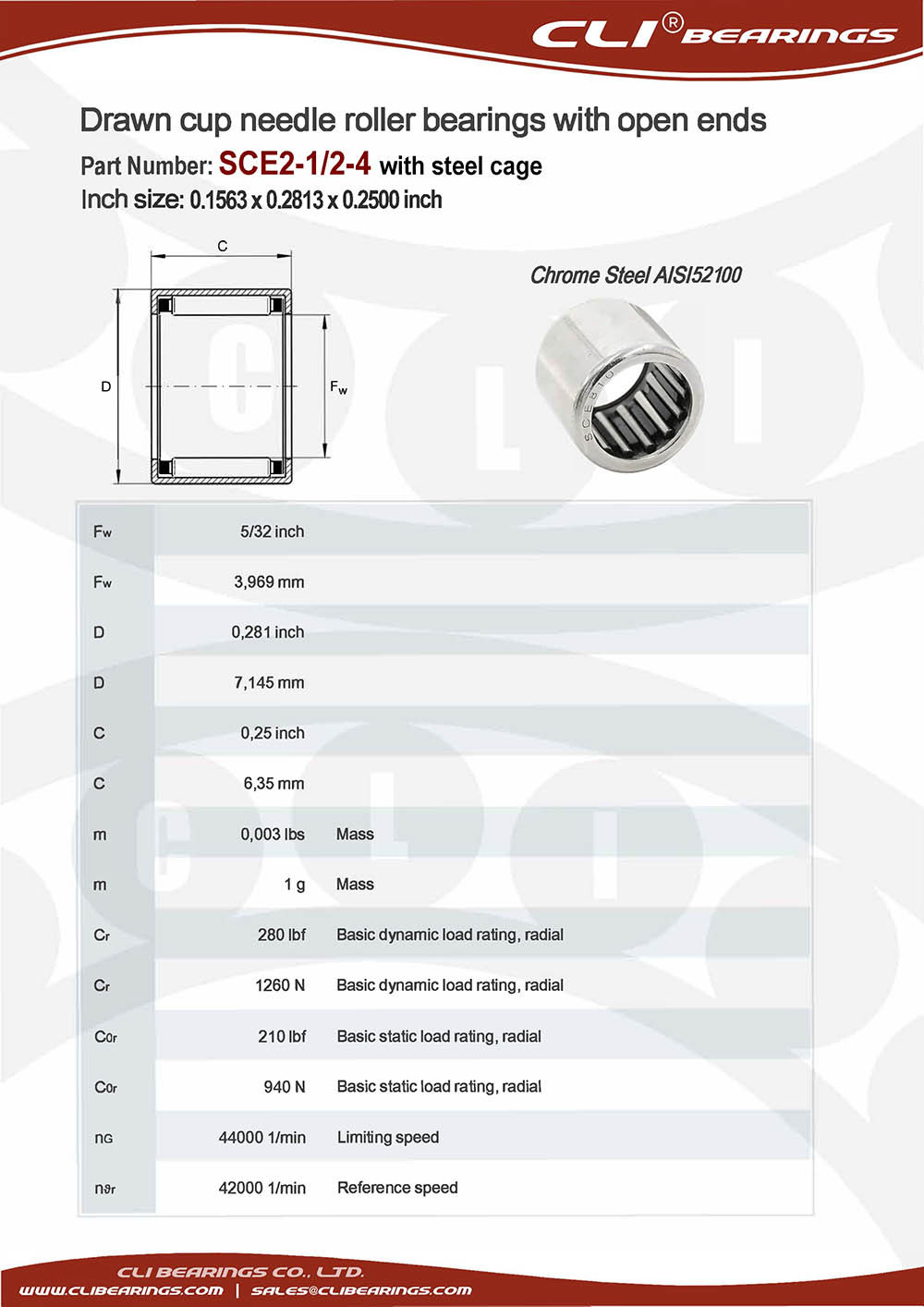 Original sce2 1 2 4 0 3750 x 0 6250 x 0 8750 inch drawn cup needle roller bearings with open ends with steel springs  cli bearings co ltd nw