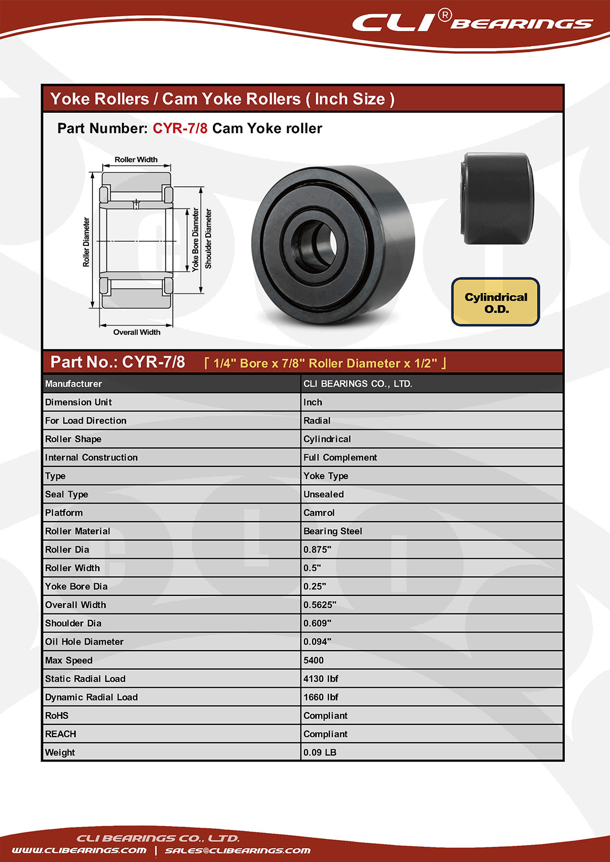 Original cyr 7 8 cam yoke roller nw