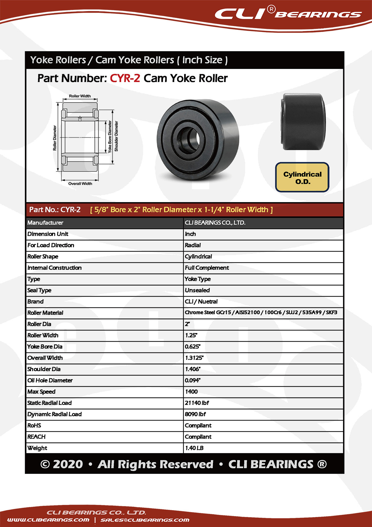 Original cyr 2 cam yoke roller nw