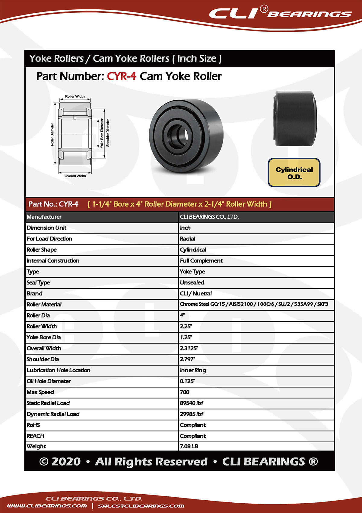Original cyr 4 cam yoke roller nw