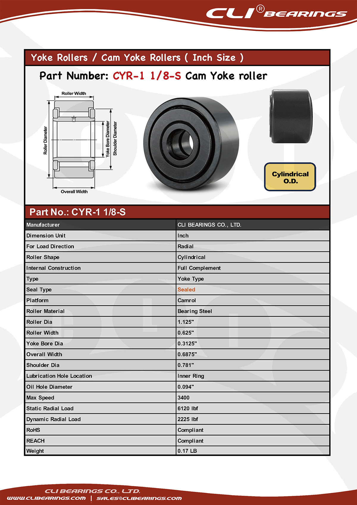 Original cyr 1 1 8 s cam yoke roller nw