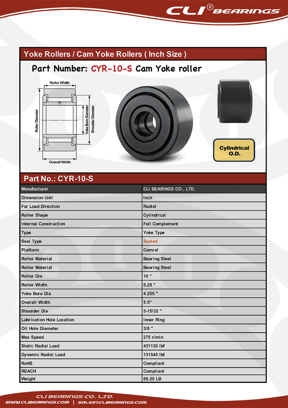 Original cyr 10 s cam yoke roller nw