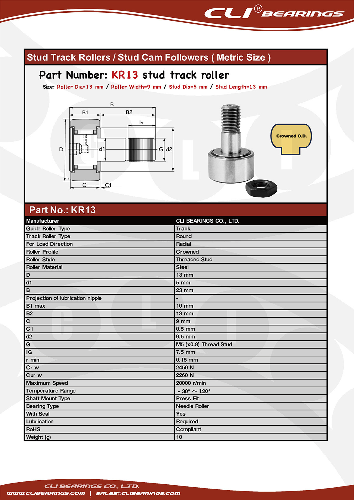 Original kr13 stud track rollers stud cam followers nw